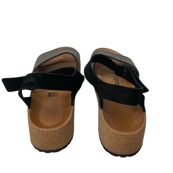 Papillio Black and Gray Glenda Sandals, Wedges, Leather Foot Bed, Size 8, Narrow - Picture 2 of 10